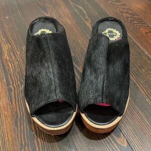Ecote Black Haircalf Mules